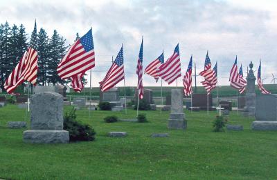 Memorial Flags at Cemetery of St. John's United Church of Christ near Peterson, IA