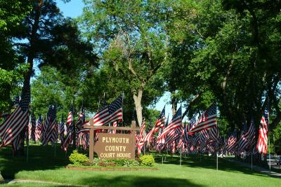 Courthouse Sign and Flags on Memorial Day 20