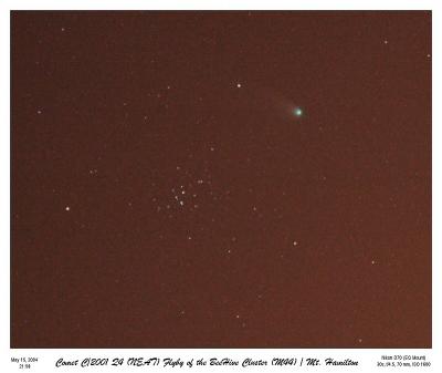 Cropped pic of Comet NEAT flying by the Beehive Cluster ( On EQ Mount )