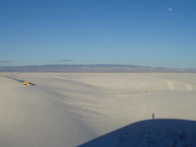 The camp from dune summit