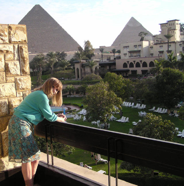 Mena House . Im enjoying the view of the pyramids from our room.