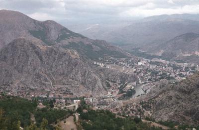 Amasya view from ridge above city