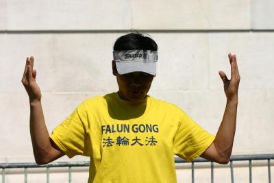 Falun Gong Meditator at Washington Square Park Arch