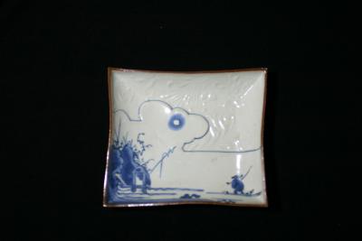 Blue  White Kutani Square Dish, 18th century, 4.5x5 inches