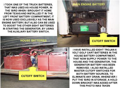MY 'BIRDS HOUSE AND MAIN ENGINE BATTERIES AND CUTOFF SWITCHES
