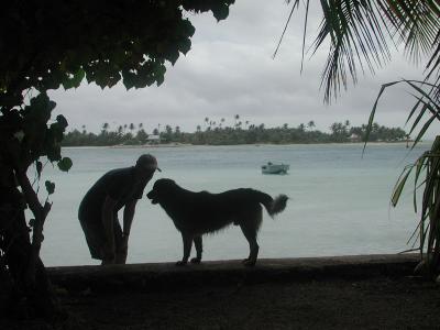 with a dog, Motu Tiapaa