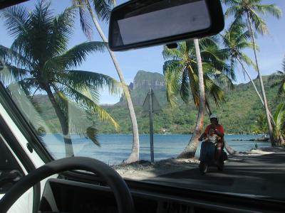 the northeast shore of Bora Bora from the car