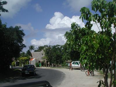 ring road near the public beach at Matira
