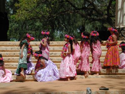 very young Hawaiin dancers at Earth Day celebration, Waikiki