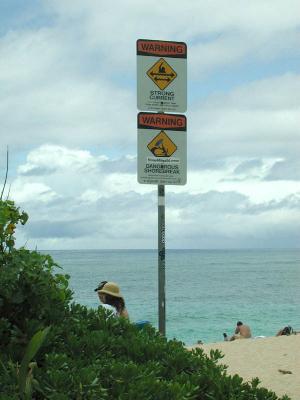 warning sign, Sunset Beach, Oahu