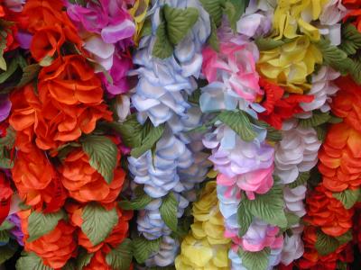 artificial flower leis, International Marketplace, Waikiki