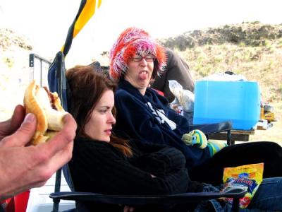 fancy hatted mary, tina, and the banana hotdog