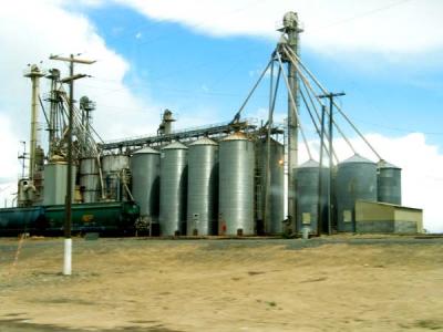 on the road near othello - silos