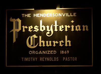 Hendersonville Presbyterian Church Sign by Night