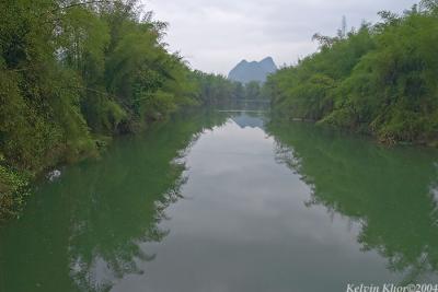 A calm jade colored river