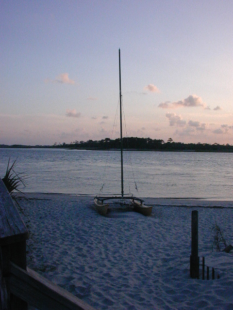 A lone Sailing vessel