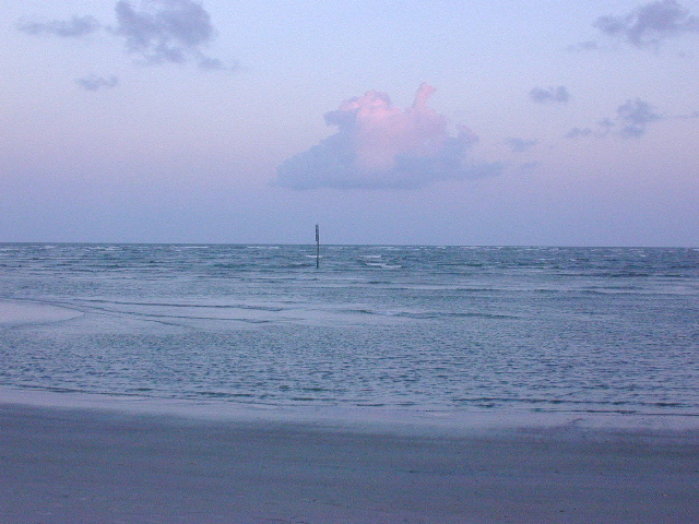 The beach at sunset