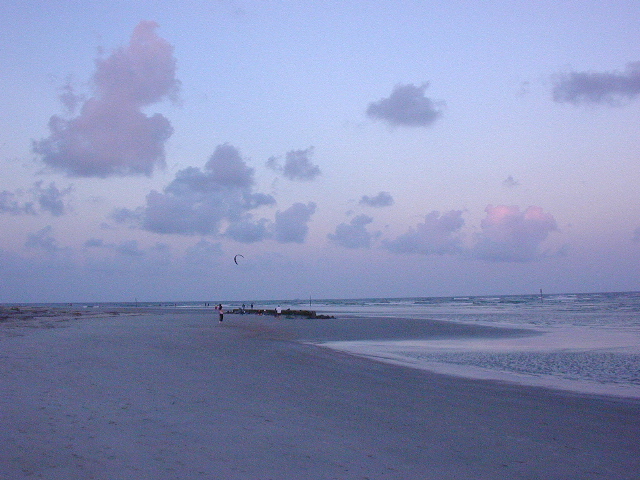 The beach at sunset