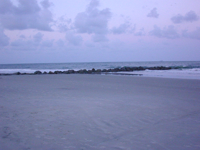 The beach at sunset