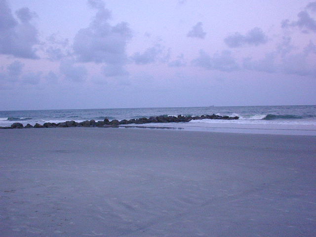 The beach at sunset