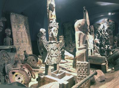 A display of New Guinea artefacts