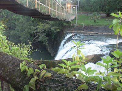 Suspension bridge over the falls.