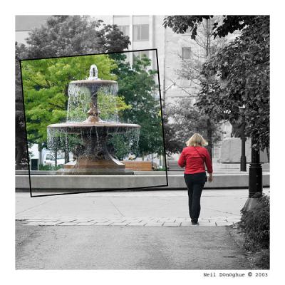 Red Blouse & Fountain