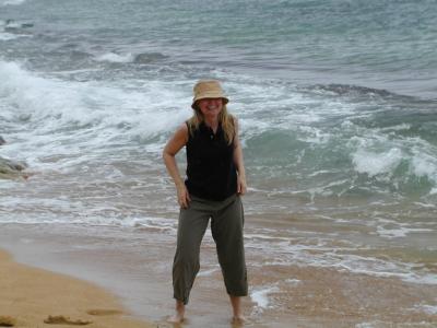 Me on the beach at our condo in Kapaa