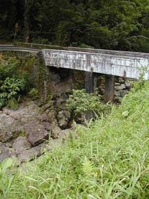 One of the many old one-lane bridges on the Hana Highway