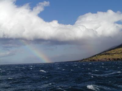 Rainbow over rough seas
