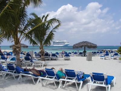 Beautiful white sand beach at Princess Cays