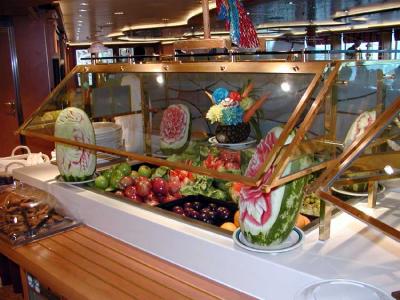 Fresh fruit and carvings in the Horizon Court buffet