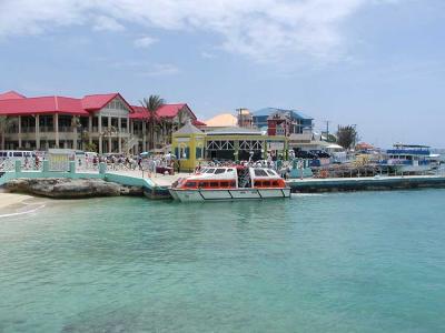 The tender landing at Grand Cayman Island.