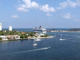 A Celebrity cruise ship leaves Port Everglades.