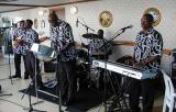 Deep Blue entertains on deck at the sailaway party, Saturday afternoon.