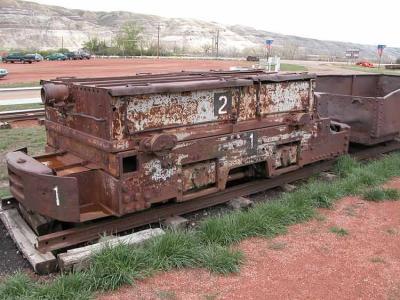 Electric locomotive used in the mine