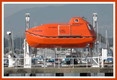 Modern self righting, enclosed lifeboat.