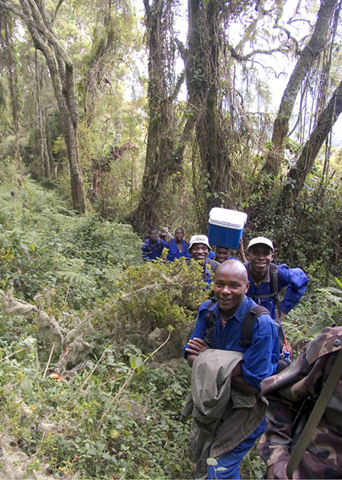 Porters carry the gear