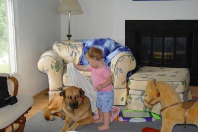 Reagan is tucking Daisy in for a nap