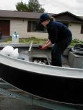 jenny helping to unload the boat