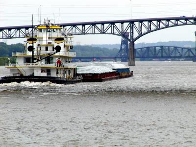 Barges seen along the Illinois river
