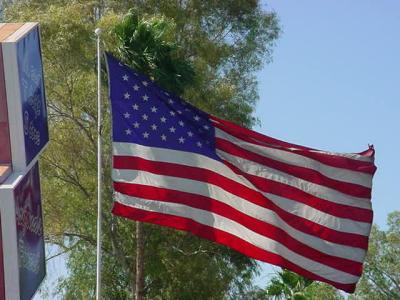 American flag in the wind