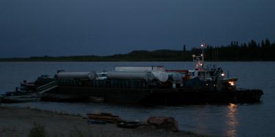 Evening shot of barge near dock