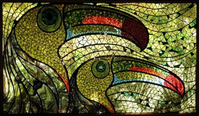 Tucan lobby bar stained glass