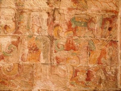 Painted wall in the Temple of the Jaguars