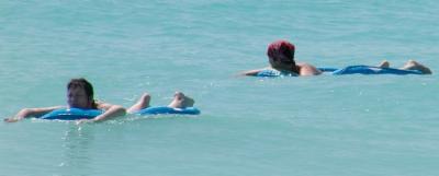 Louise and Nikki floating in the Caribbean Sea