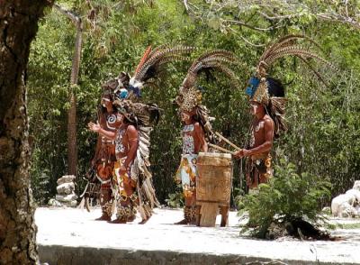 Maya warriors near the entrance to Tulum