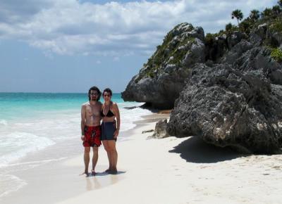 Mike and Louise on the beach at Tulum