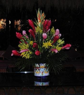 Flower arrangement in the Tucan lobby
