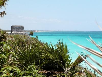 Structure 45 and the Caribbean Sea looking north